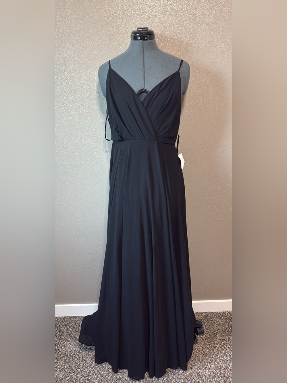 Lulu's Black Maxi Wrap-Front Evening Gown